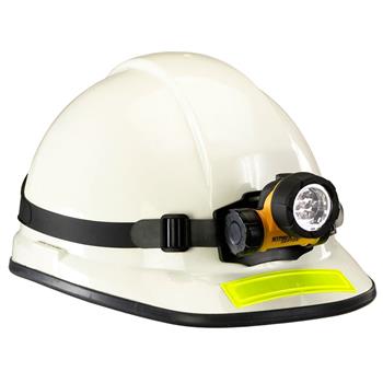Streamlight Septor® LED Headlamp fit securely on a hardhat (hardhat not included)