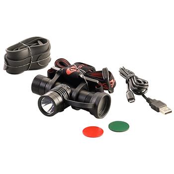 Streamlight ProTac HL USB Headlamp includes elastic and rubber straps, charge cord and colored lens