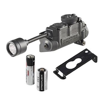 Streamlight Sidewinder Stalk™ includes One CR123A battery, One “AA” alkaline battery and Helmet Clip